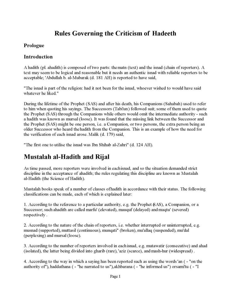 Rules Governing The Criticism Of Hadith_Page_01
